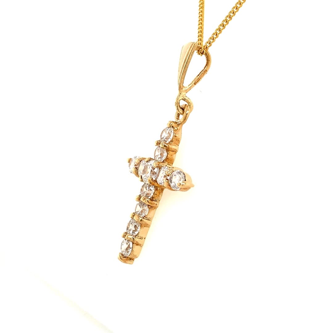9ct Yellow Gold Cubic Zirconia Cross