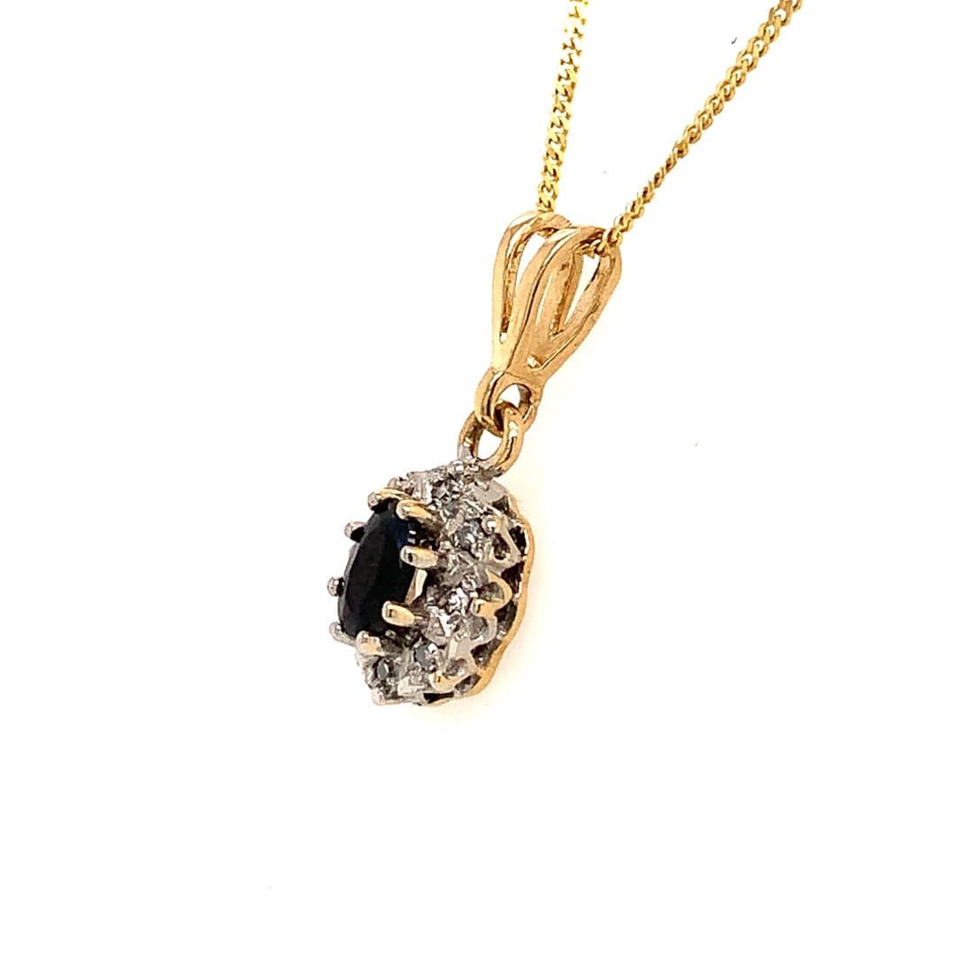 Sapphire and Diamond Cluster Necklace