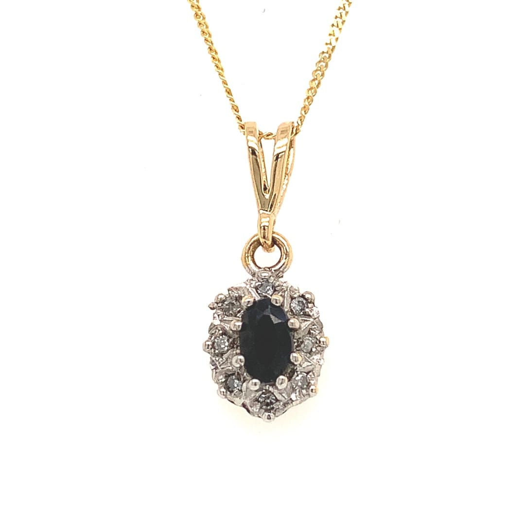 Sapphire and Diamond Cluster Necklace