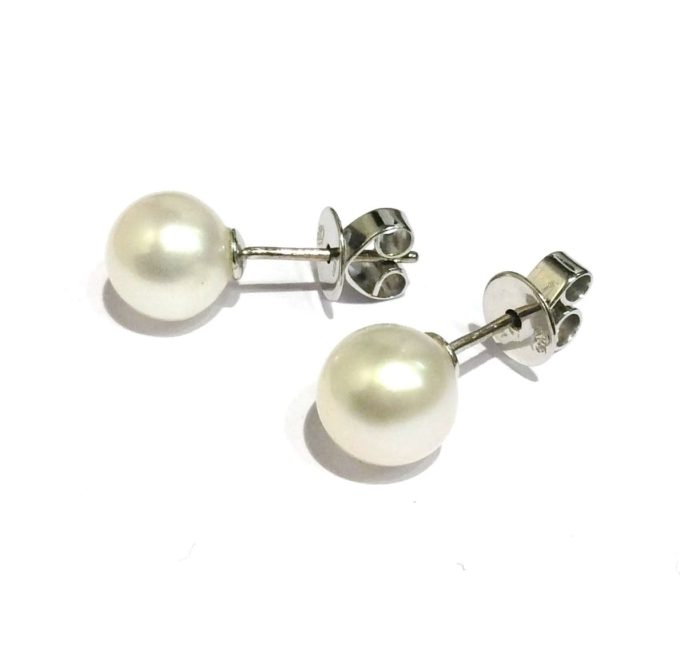 White Freshwater Pearl Stud Earrings