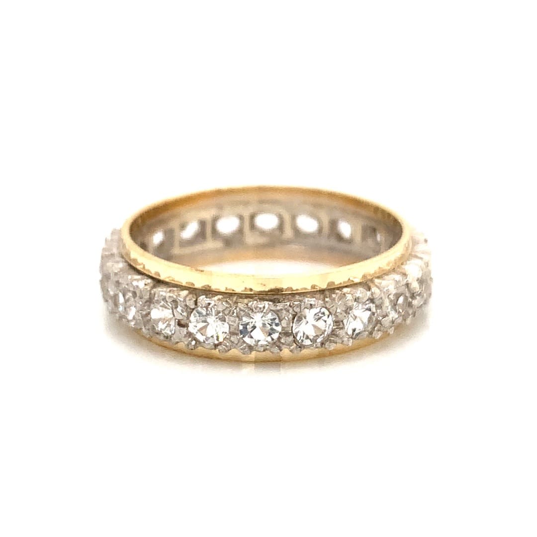 9ct Gold & Silver White Topaz Eternity Ring