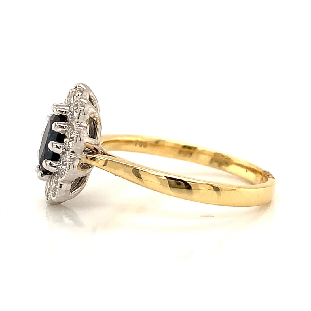 Sapphire and Diamond Cluster Ring