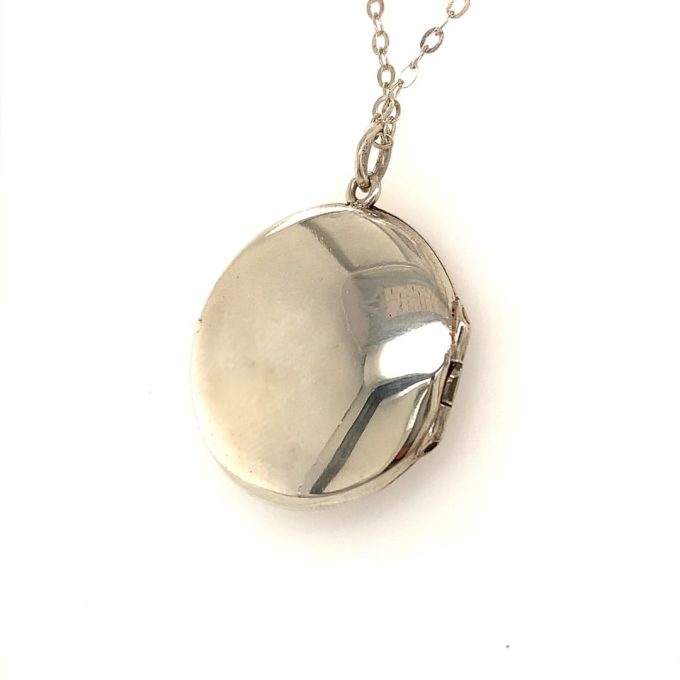 Silver Enamel Locket Necklace