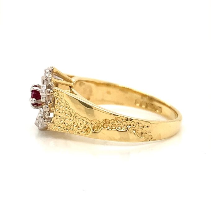 Vintage Ruby and Diamond Cluster Ring
