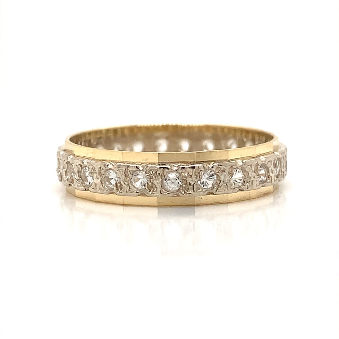 9ct Gold & Silver White Topaz Eternity Ring