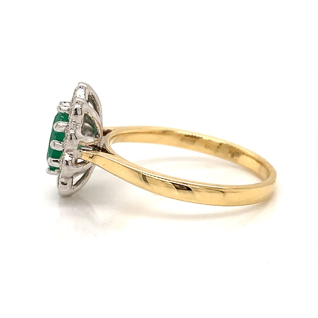 Emerald and Diamond Cluster Ring