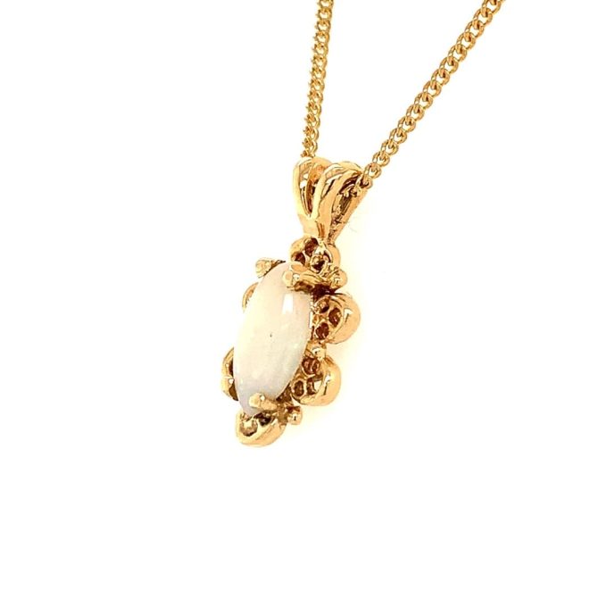Opal and Gold Pendant Necklace
