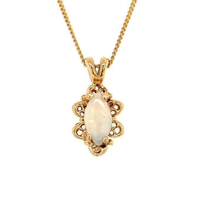 Opal and Gold Pendant Necklace