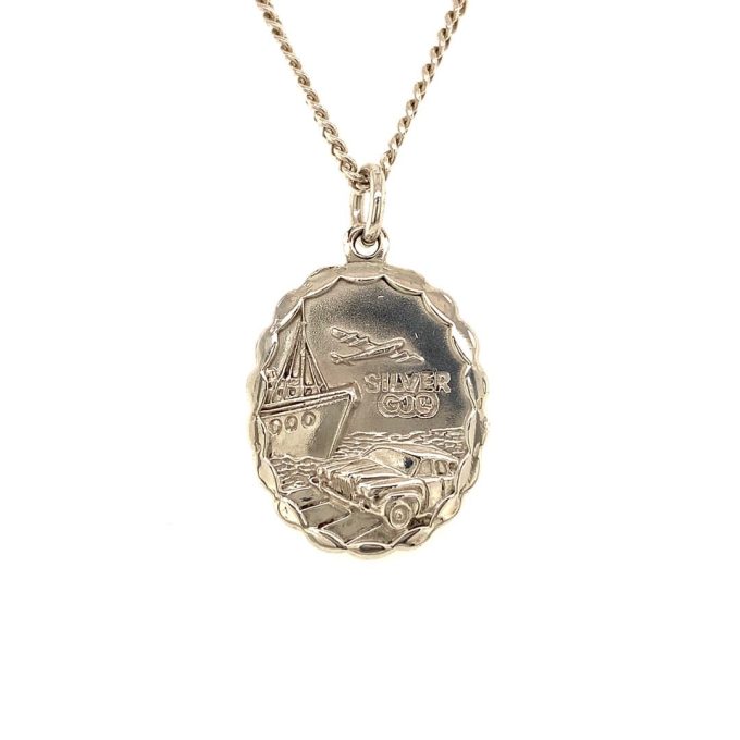 Oval Silver Saint Christopher Pendant and Chain