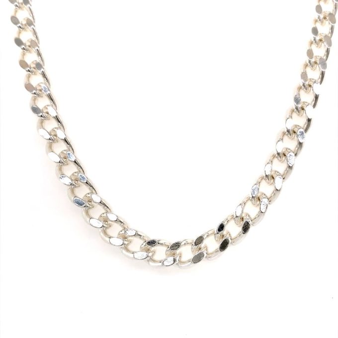 Heavy Silver Filed Curb Chain