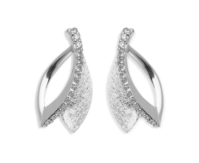 Unique Leaf CZ Earrings