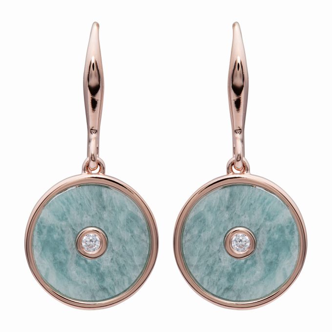 Unique Amazonite Rose Drop Earrings