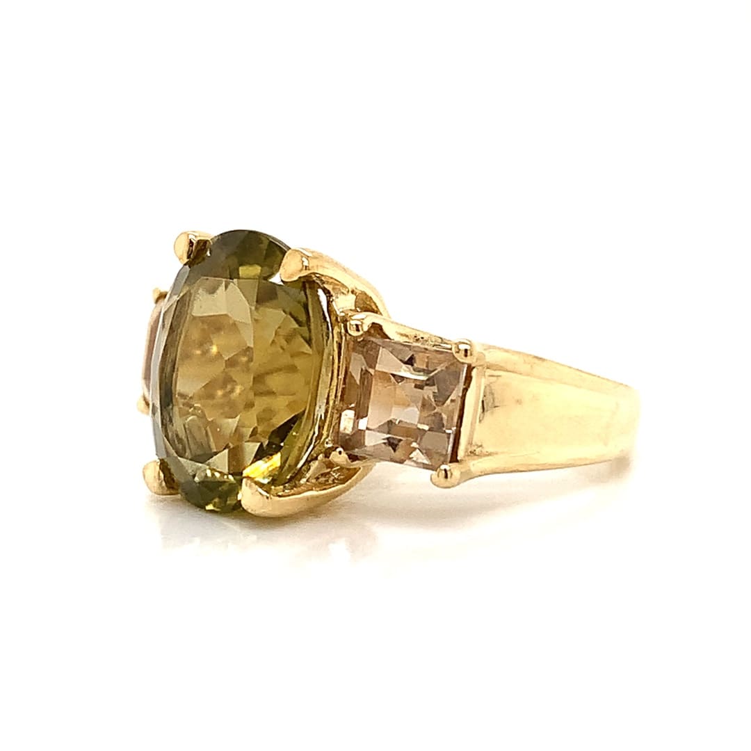 Prasiolite and Quartz Dress Ring