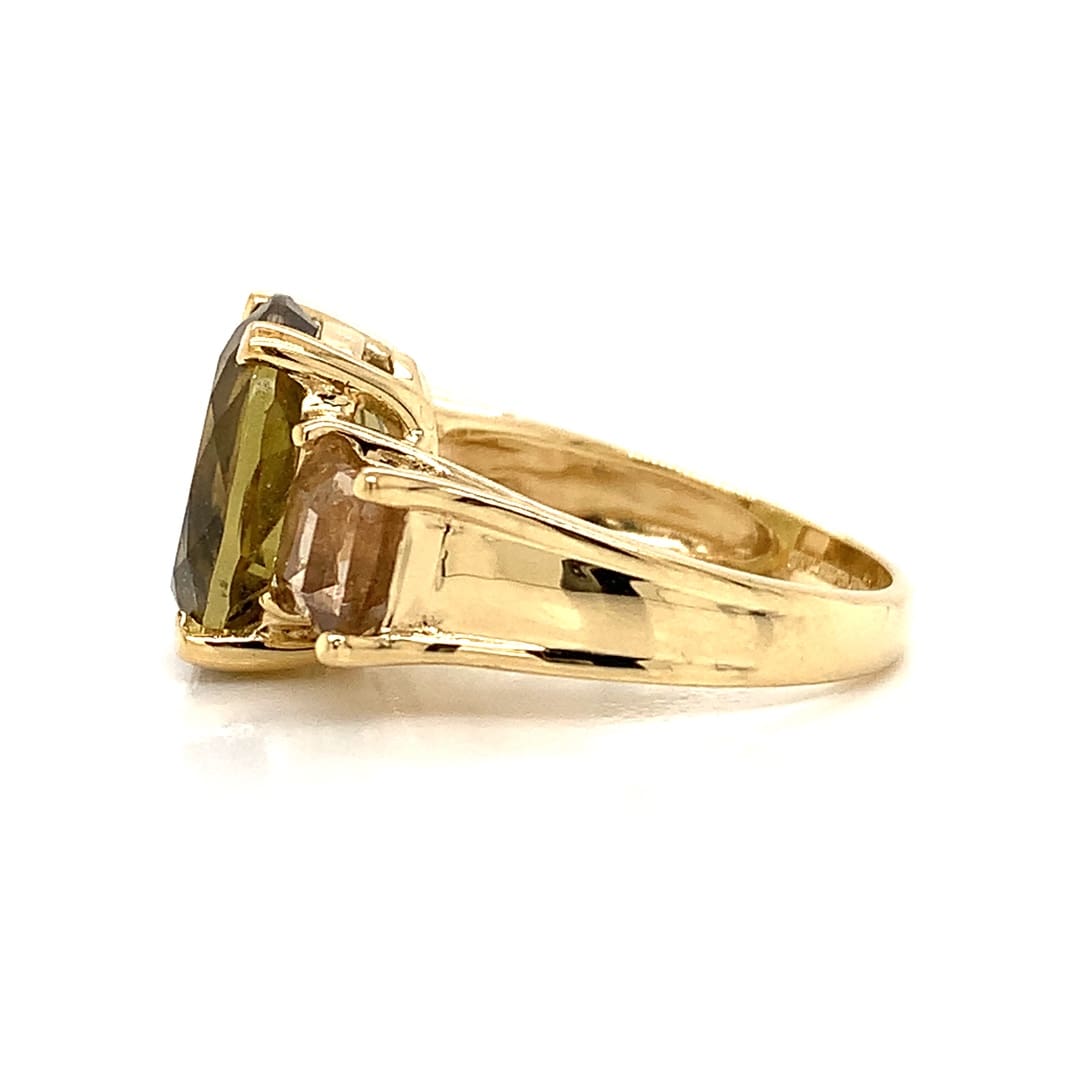 Prasiolite and Quartz Dress Ring