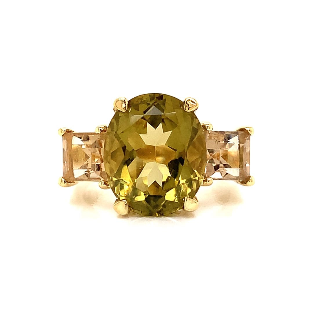 Prasiolite and Quartz Dress Ring