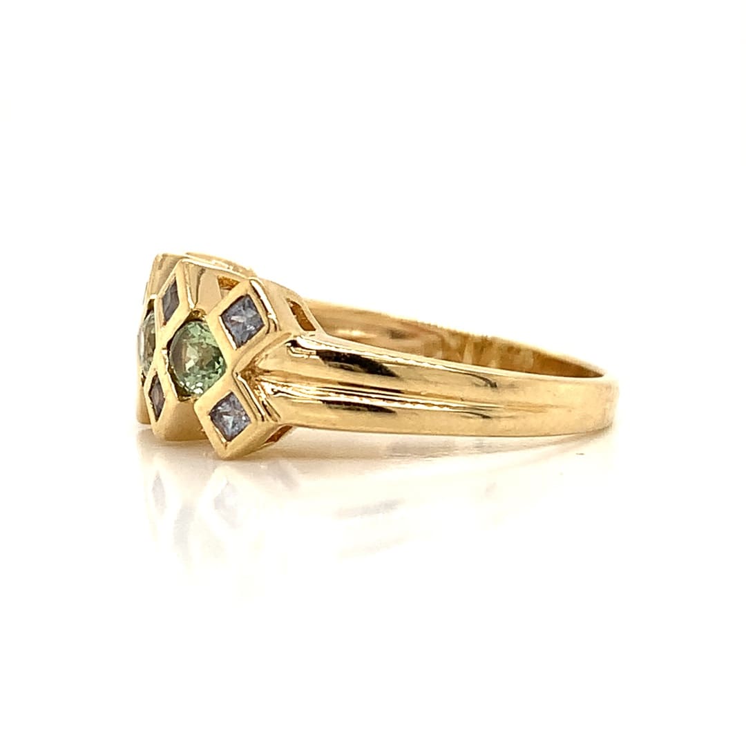 Aquamarine and Green Amethyst Dress Ring