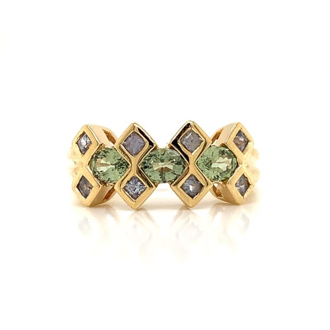 Aquamarine and Green Amethyst Dress Ring