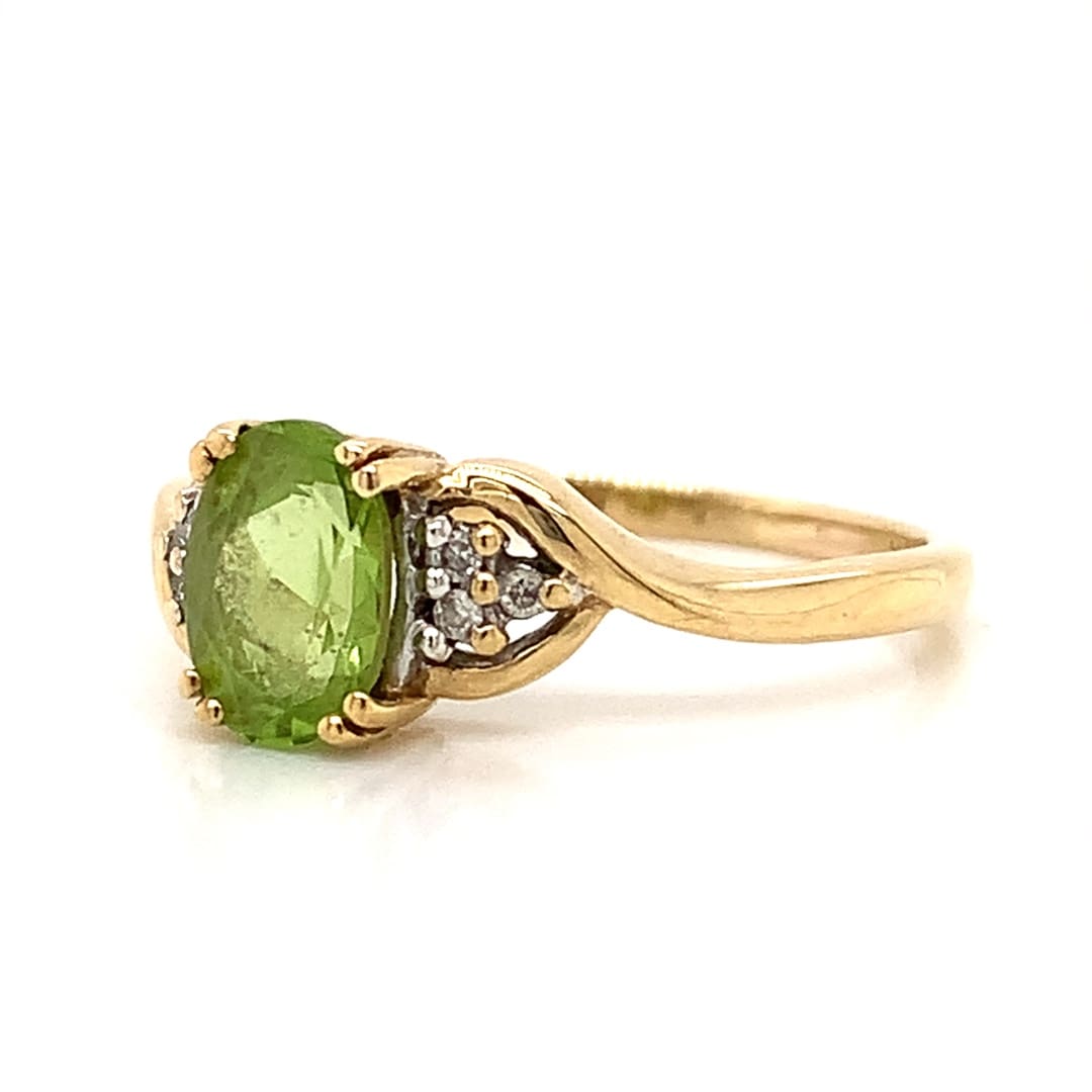 Yellow Gold Peridot and Diamond Ring