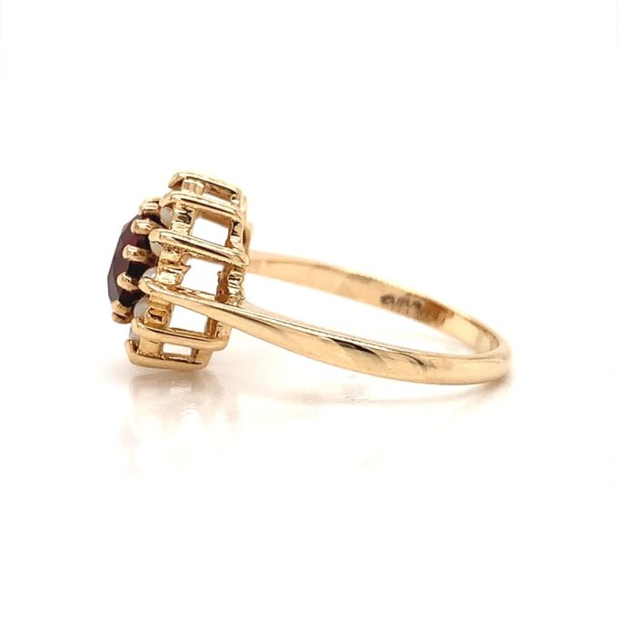 Garnet and Pearl Cluster Ring