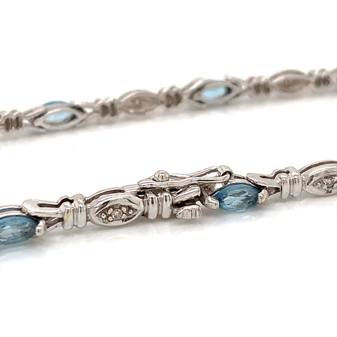 White Gold Topaz and Diamond Bracelet