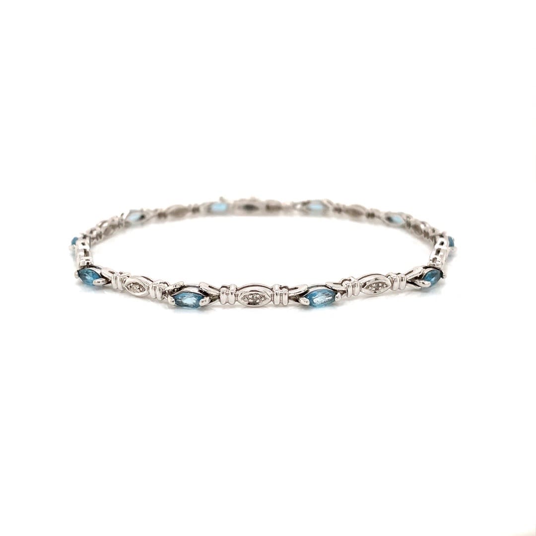 White Gold Topaz and Diamond Bracelet