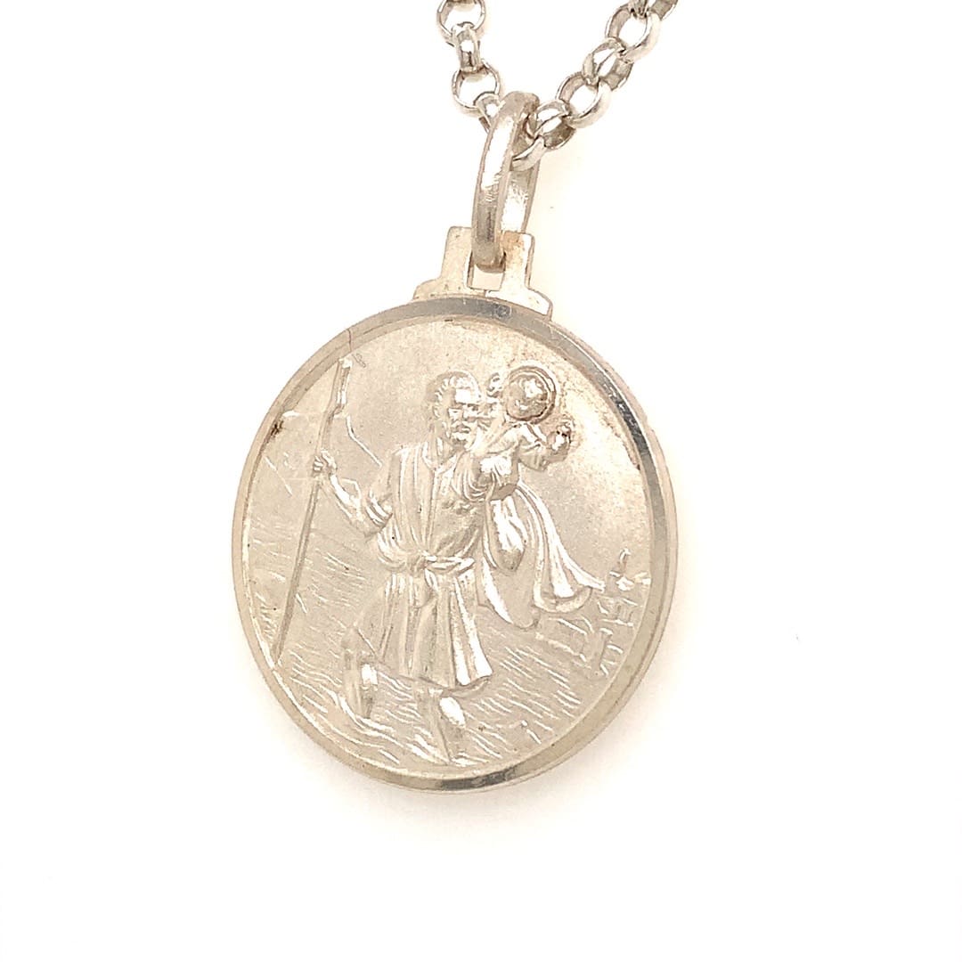 Silver Saint Christopher Pendant and Chain