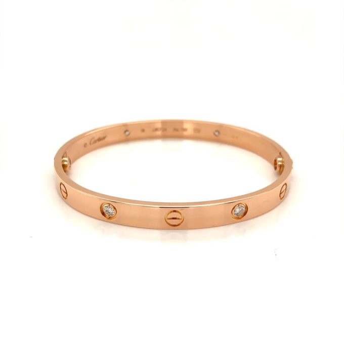 Cartier Rose Gold Four Diamond Love Bracelet