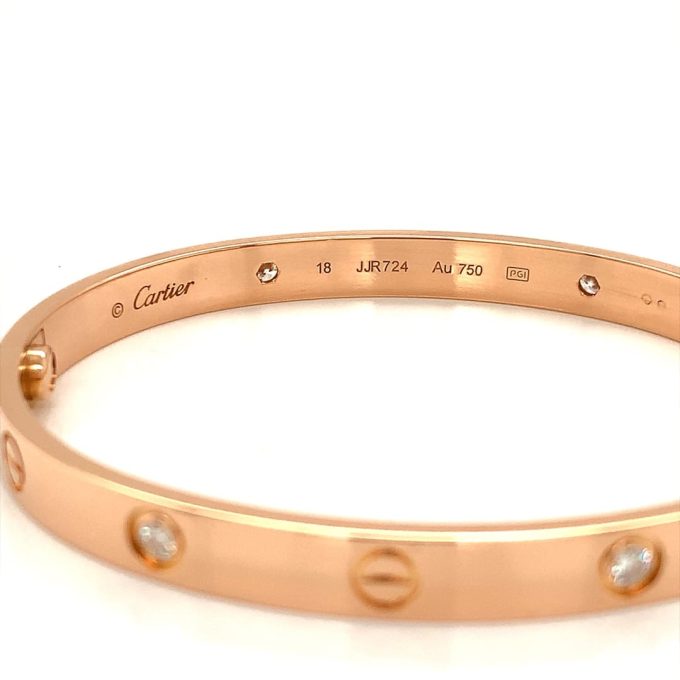 Cartier Rose Gold Four Diamond Love Bracelet