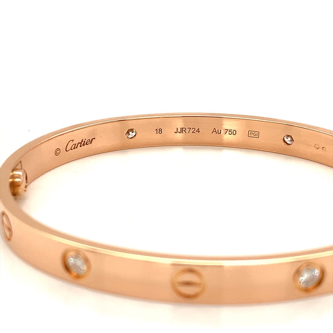 Cartier Rose Gold Four Diamond Love Bracelet