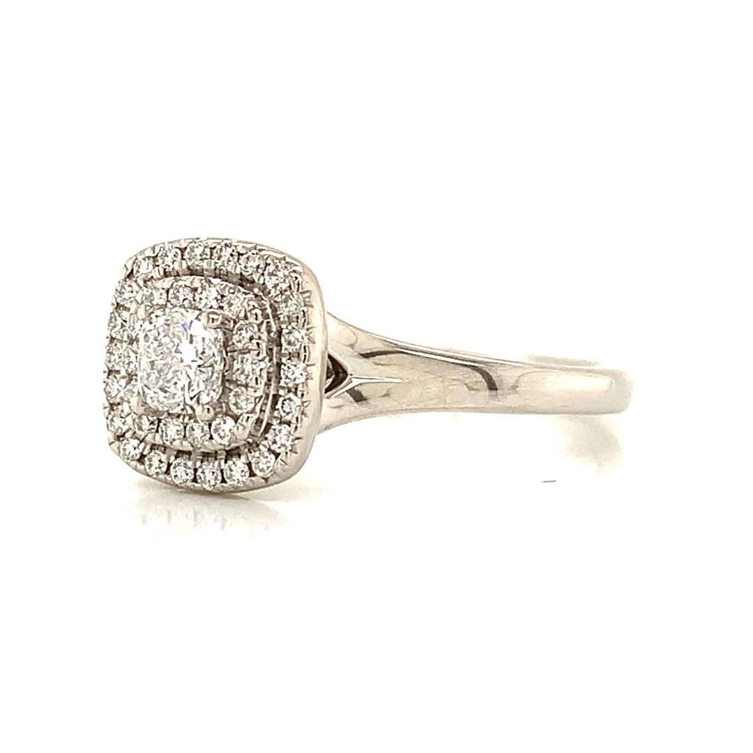 Double Halo Diamond Platinum Ring