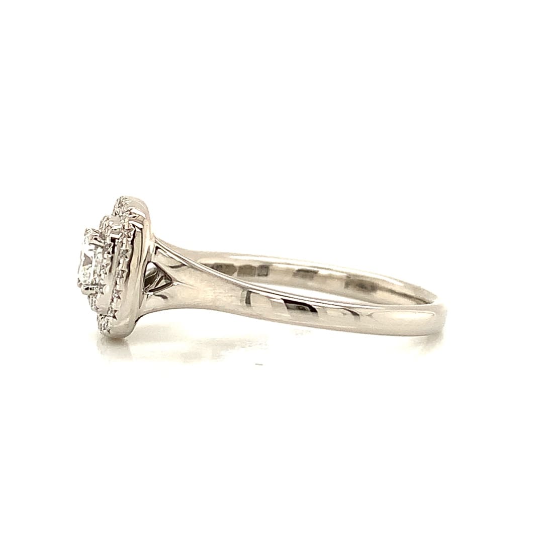 Double Halo Diamond Platinum Ring