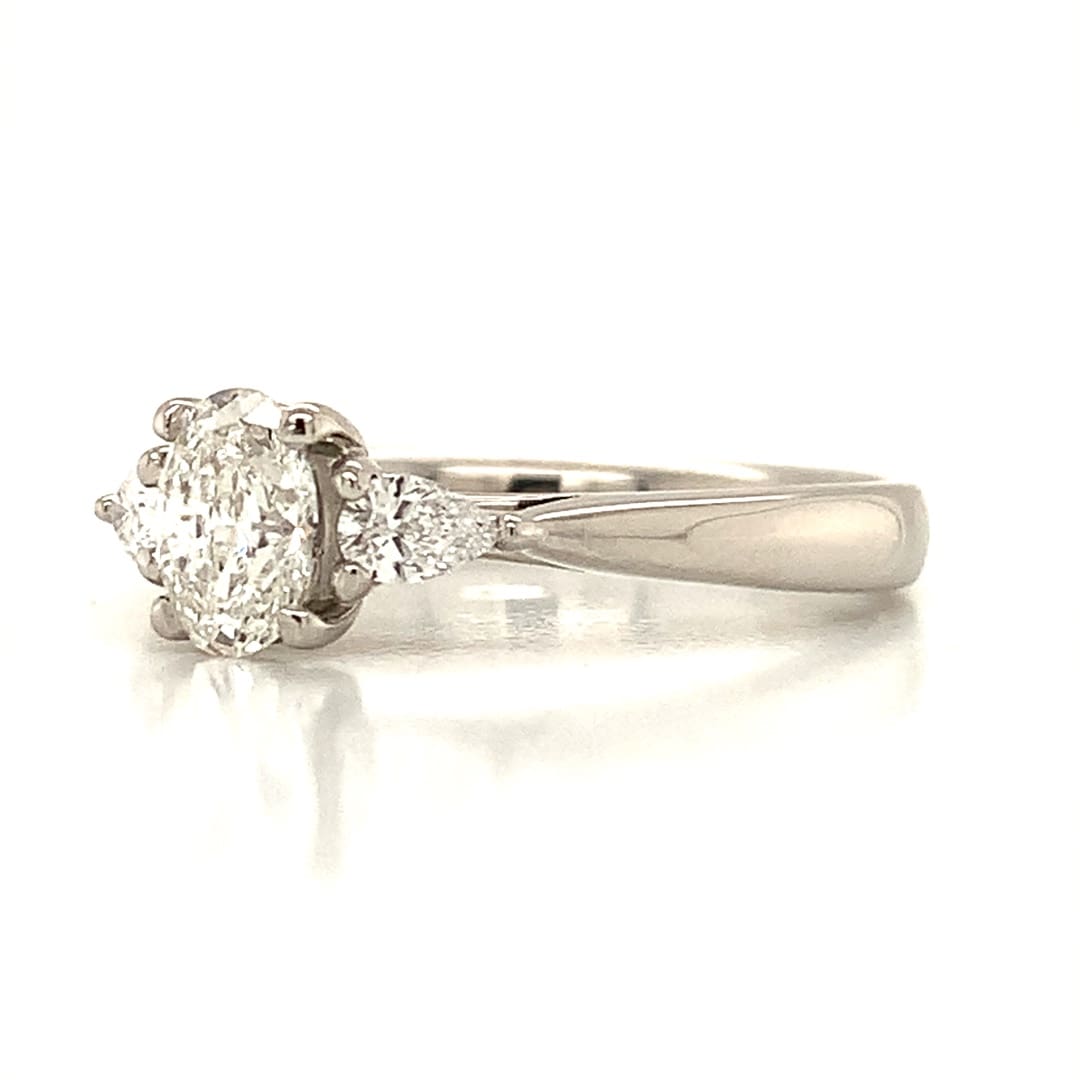 Oval Diamond Trilogy Platinum Ring