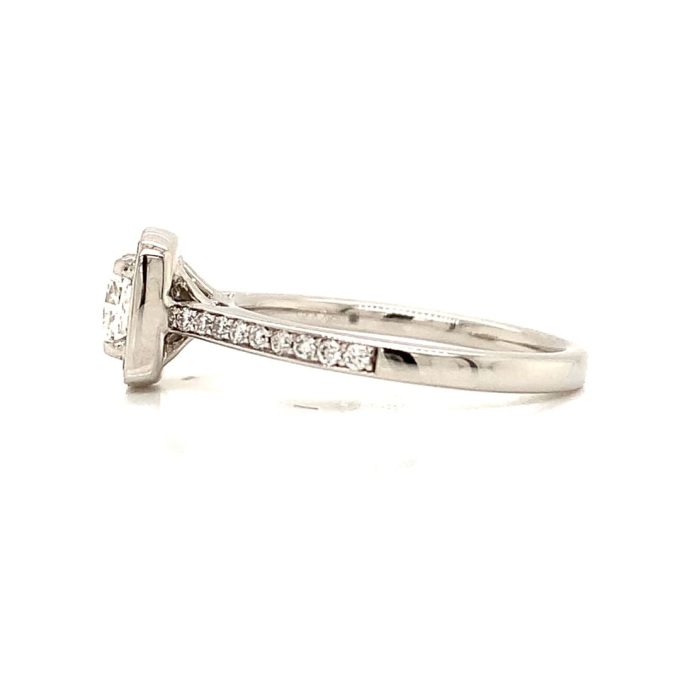 Cushion Cut Diamond Pave Platinum Ring