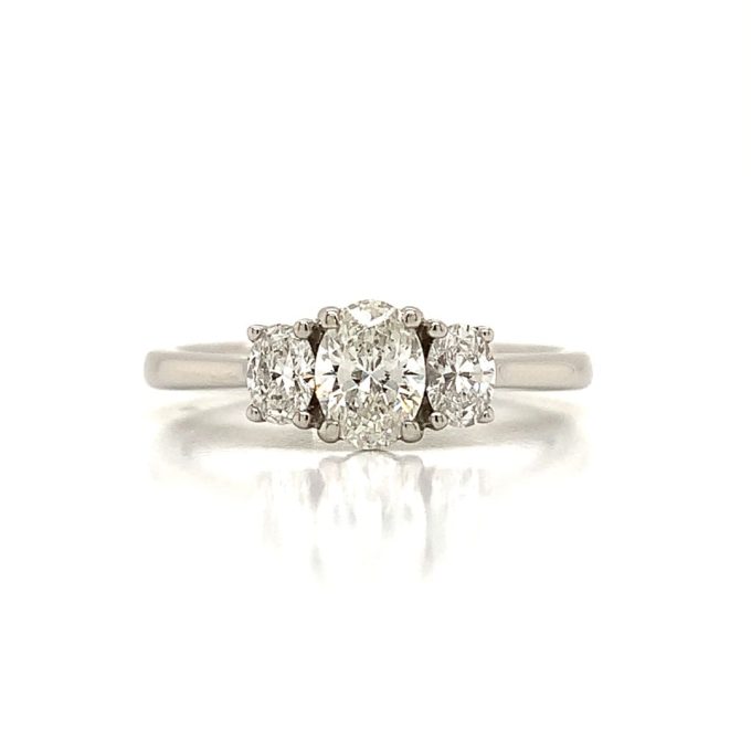 Oval Diamond Trilogy Platinum Ring