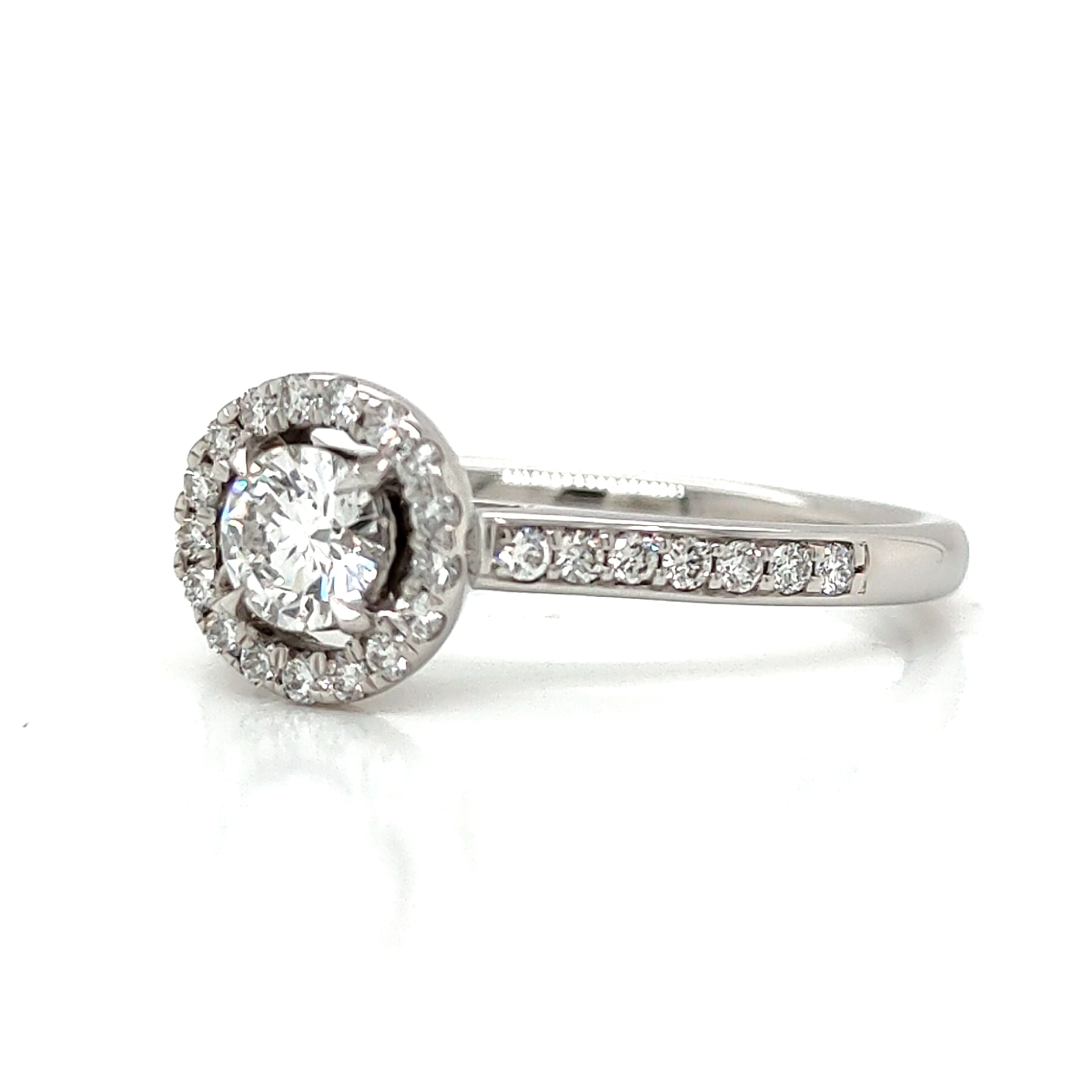 Brilliant Cut Diamond Halo Platinum Ring