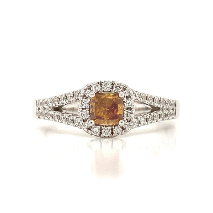 Yellow Diamond Pave White Gold Ring