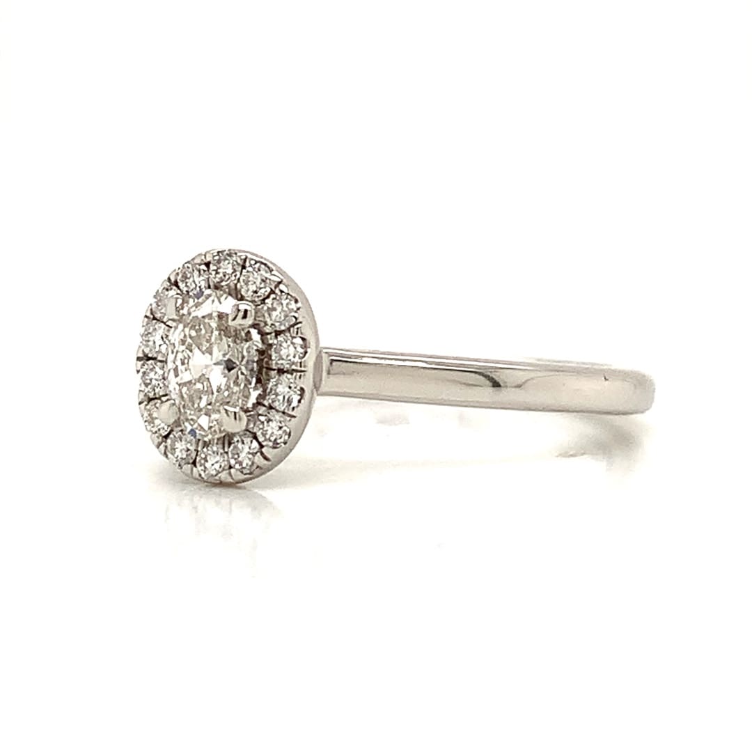0.32ct Oval Diamond Halo Platinum Ring