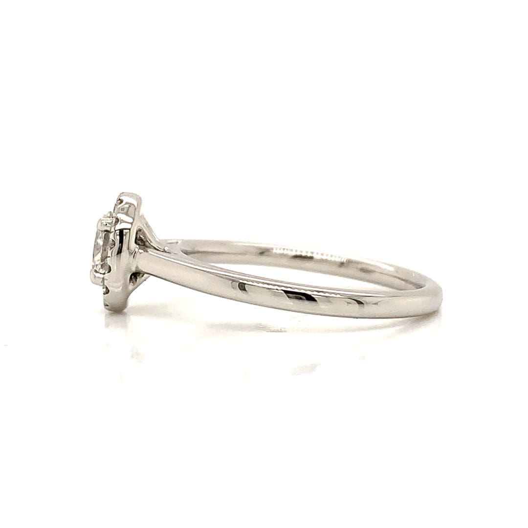 0.32ct Oval Diamond Halo Platinum Ring