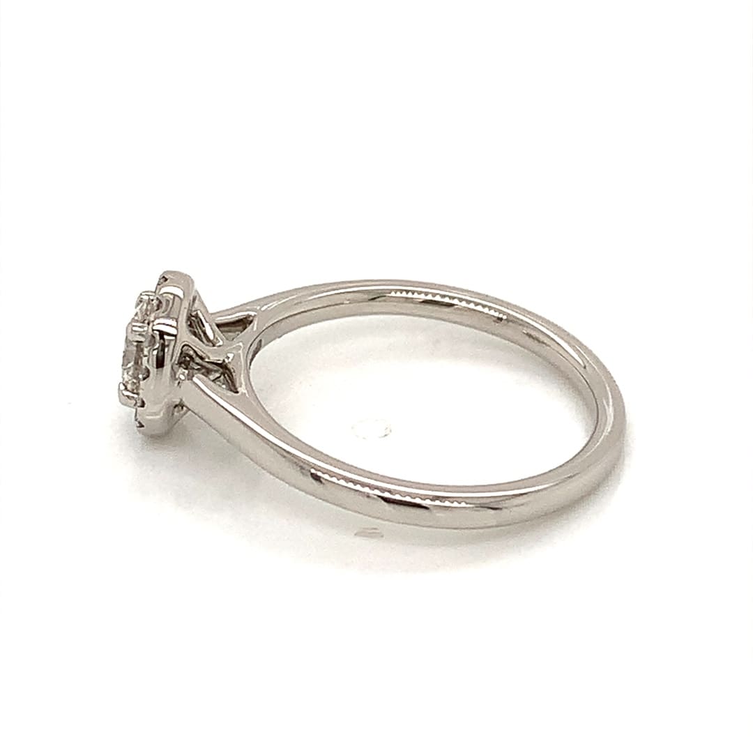 0.32ct Oval Diamond Halo Platinum Ring