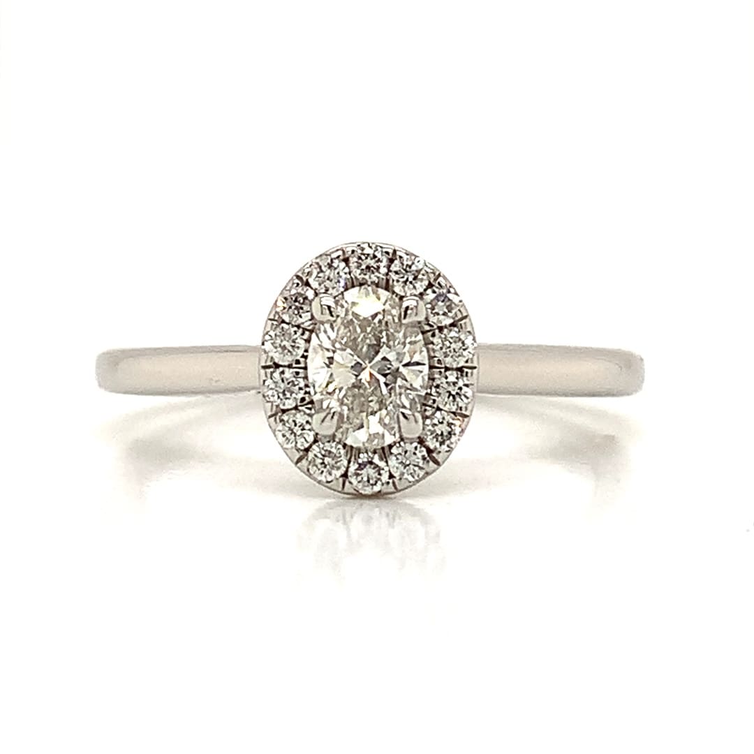 0.32ct Oval Diamond Halo Platinum Ring