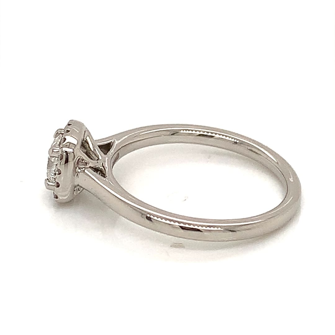 0.50ct Cushion Diamond Halo Platinum Ring