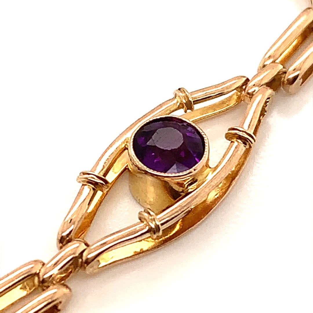 Peridot and Amethyst Gold Bracelet