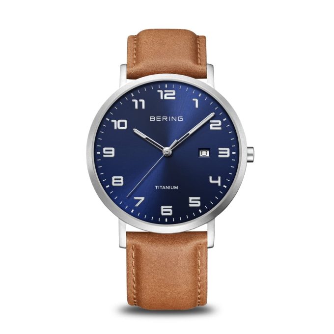 Bering Gents Blue Slim Titanium Watch 18640-567