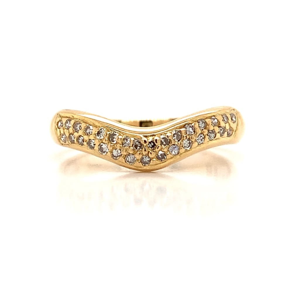 18ct Yellow Gold Diamond pave Shaped Band