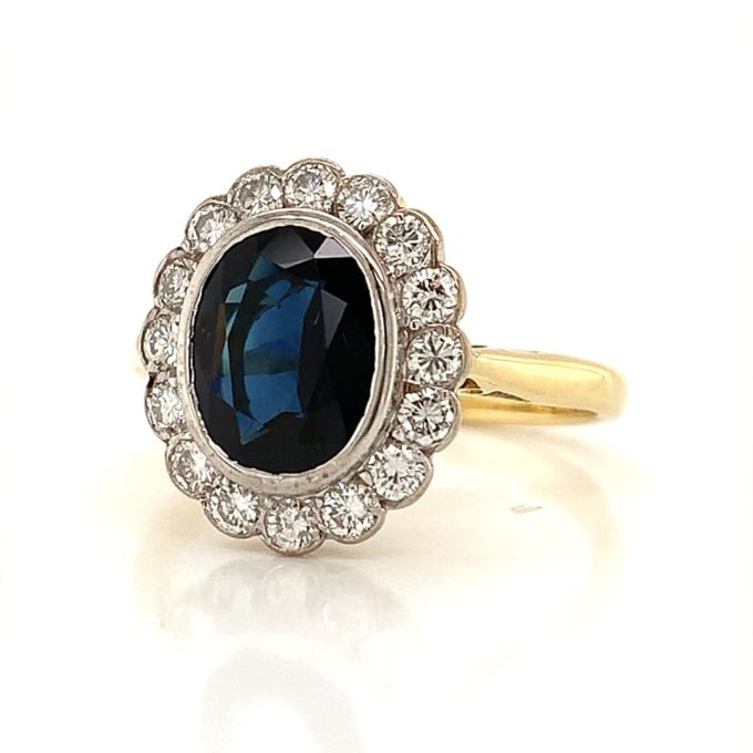 1.50ct Sapphire and Diamond Cluster Ring