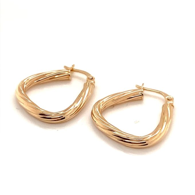 Angular Design Twist Gold Hoop Earrings