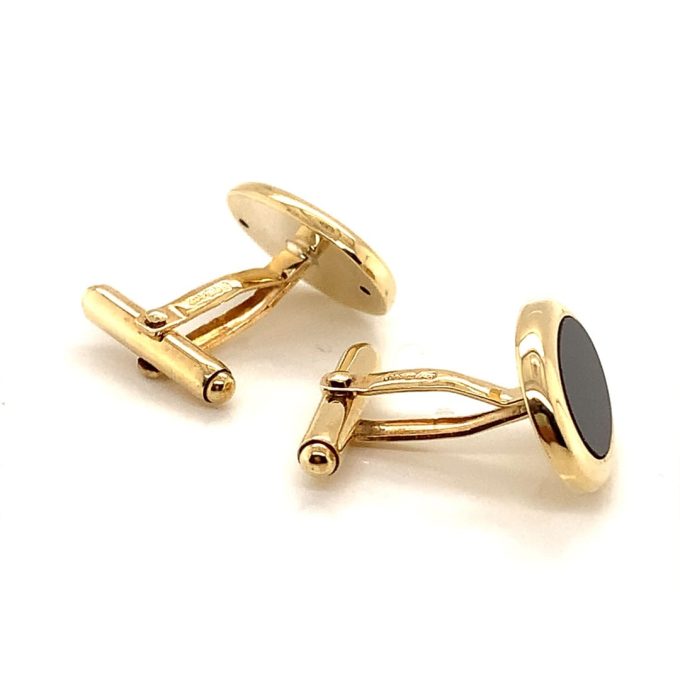 Onyx 9ct Gold Oval Cufflinks