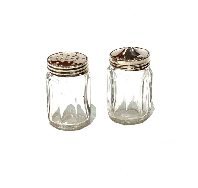 Vintage Silver & Glass Salt and Pepper
