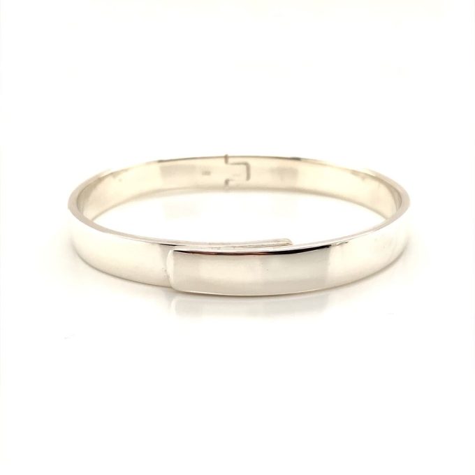 Wrap-Over Hinged Silver Bangle