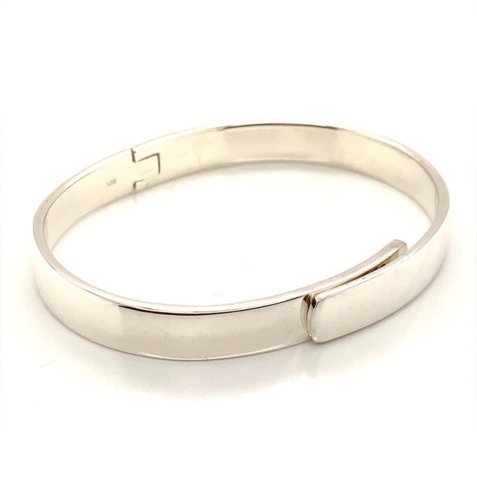 Wrap-Over Hinged Silver Bangle